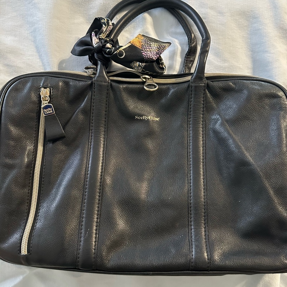 See by Chloe black leather handbag with Twilly